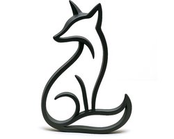 Vos Beeldje - Moderne Decoratie - Zwart - 16,2 x 1,5 x 24 cm - Minimalistisch Design - Dierfiguur