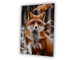 Vos in besneeuwd bos - Vos schilderijen canvas - Canvas schilderijen sneeuw - Hyperrealisme - Binnenhuisdecoratie - Woonaccessoires - canvas 50x70 cm