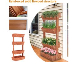 Vostara - Tuinbed - Verhoogde Tuinbed - Bloempotten Rek - Verticale Tuin - Verticale Moestuin - Verticale Tuinen - Plantentoren - Verticale Tuin Binnen - Verticale Tuin Minigarden - Verticale Tuinen Buiten - Verticale Tuin Plantenbak - 4-laags - Hout