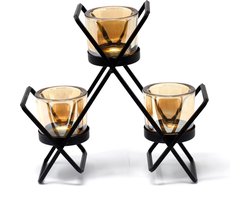 Votive IJzeren Kandelaar - 3 Kaarsen - Kaars Houder - 22x7.5x21cm