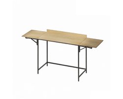 Vouwbaar bureau computer tafel werktafel met uitschuifbare bureaubladen stevig en duurzaam metalen frame moderne minimalistische stijl geschikt voor kleine ruimtes flexibel verstelbaar moderne huis- en kantoorinrichting 100-170x58x78cm naturel+zwart