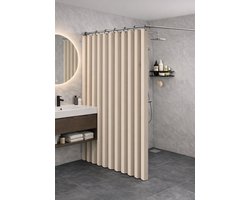 Vouwbaar douchegordijn beige – 150 x 200 cm – waterafstotende linnen look | ShowerEase