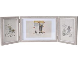 Vouwbaar fotolijstje voor 3 foto's, 3-voudige collage, houten lijst met glasplaat voor interieurdecoratie