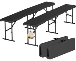 Vouwbank Set - Buitenbank Tuinbank - Buiten Zitten - Gerecycled Materiaal - 180 cm - Zwart
