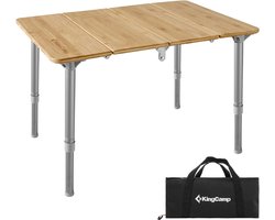 Vouwbare bamboe campingtafel, klaptafel, verstelbare hoogte aluminium frame voor outdoor camping