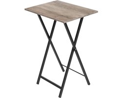 Vouwbare Bijzettafel in Industrieel Ontwerp, Makkelijk Te Monteren, Multifunctionele Sofa Tafel, Greige-Zwart