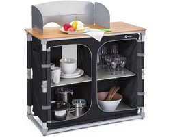 Vouwbare Campingkeuken | 4 Opbergcompartimenten | Met Windscreen en Bamboe Werkblad | Ideaal voor Outdoor Koken