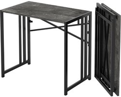 Vouwbare Computer Tafel 90 cm voor Schrijven en Gaming, Ideaal als Camping Bureau, Geen Montage Vereist, Grijs Marmer Design