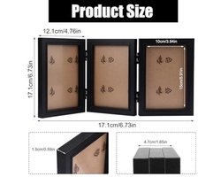 Vouwbare Fotolijst 3 Foto's 10 X 15 cm, Fotolijst Voor 3 Foto's 6 Inch, Drievoudige Houten Fotolijst Collage Voor Meerdere Foto's Voor Thuis, Slaapkamer, Bureauweergave (Zwart)