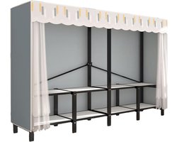 Vouwbare Garderobekast - Kledingkast Opbergen - Ruimte Besparen - Verstevigd Stalen Frame - Tot 220 cm - Blauw Gaas