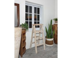 Vouwbare handdoekenladder van massief wit gecoat teakhout – 100 cm hoog