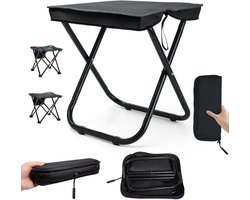 Vouwbare Kruk - 30 cm Camping Kruk - Draagbare XL Hoge Kwaliteit Oxford Stof en Staal - Laadcapaciteit 120 kg - Mini Vouwkruk met Antislip Fittingen voor Reizen