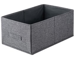 Vouwbare Opbergdoos - 41x24x17 cm - Grijze Katoen Linnen Organiser met Handvatten voor Kleding en Speelgoed