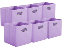 Vouwbare Opbergdozen van Stof, 6 Stuks Organiser Cubes met Metalen Handvat voor Kasten en Speelgoed, Lavendelkleur