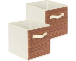 Vouwbare Opbergdozen van Stof, Organiseer je Speelgoed en Kasten met deze 2-Pack Licht Houten Patroon Opbergcontainers