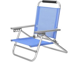 Vouwbare outdoor stoel 2-delig strandstoel 57x59x71 cm blauw ademende stof duurzaam stevig en licht aluminiumframe ademend en comfortabel met armleuningen vier standen verstelbare rugleuning outdoor kamperen picknick geschikt