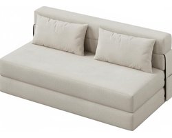 Vouwbare slaapbank - Moderne linnen futonbank met kussen - Draagbare tweezitsbank voor de woonkamer, slaapkamer, studentenkamer - Queen-size - Beige