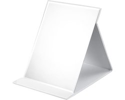 Vouwbare Spiegel - Portable Tafel Spiegel - Multi Stand Hoek - Reis Spiegel - Super HD Makeup Spiegel - Vouwbare Spiegel met PU Leren Cover - Inklapbare Spiegel - 21x15cm (Wit)