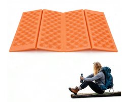 Vouwbare Zitmat Campingkruk – Oranje en Zwart Waterdichte Schuim Mat – Omkeerbaar Ontwerp voor Outdoor, Picknicken, Camping en Sportevenementen – 39x29x0.9cm