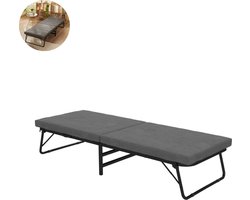 Vouwbed - Opklapbed - Logeerbed - Zetelbed - Logeermatras - 1 persoons - Metalen frame - Donkergrijs