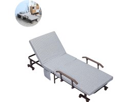 Vouwbed - Opklapbed - Logeerbed - Zetelbed - Logeermatras - 1 persoons - Metalen frame - Verstelbaar - Lichtgrijs