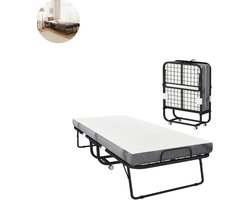 Vouwbed - Opklapbed - Logeerbed - Zetelbed - Logeermatras - 1 persoons - Metalen frame - Wit