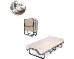 Vouwbed - Opklapbed - Logeerbed - Zetelbed - Veldbed - Kampeerbed - Logeermatras - 1 persoons - Metalen frame