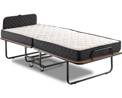 Vouwbedden.com Dut-ch Bedding | Luxe Vouwbed XL met Binnenvering Matras | 90x200 | Opklapbed Eenpersoonsbed | Logeermatras | Opklapbed Eenpersoons | Opvouwbaar Logeerbed