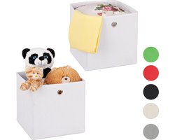 Vouwdozen voor opberging - decoratief en praktisch - set van 2 - wit - stof - 30x30x30 cm