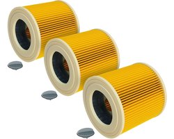Vouwfilter compatibel met Kärcher A 2003 - A 2004 - A 2024 pt - A 2054 Me - A 2101 - A 2204 - A 2204 AF - A 2206 X stofzuiger - patroonfilter geel - vervanging voor 6.414-552.0 - hoge kwaliteit
