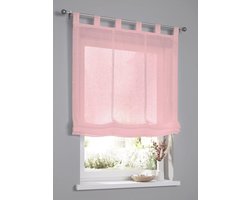 Vouwgordijn Brondby op te hangen met lussen voor gordijnroedes vrijhangend rose breedte 80 x hoogte 140 cm