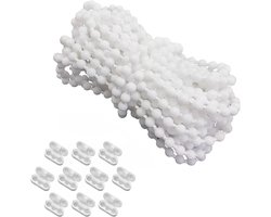 Vouwgordijn Ketting - Rolgordijn Ketting - Kunststof Ketting 1000cm - Gordijnketting - Met 10 Clips Voor Rolkettingen - Voor Rol, Romeins, Verticaal, Jaloeziefittingen, Rolgordijn Reserveonderdelen, Rolgordijn Koord - Wit