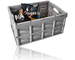 Vouwkrat 45 Liter Grijs - Opvouwbare Boodschappen Kist met Handgreep - 52x38.5x25.5cm - Gemaakt van Gehard Plastic