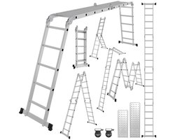 Vouwladder - 4x5 Ladder - 582cm - Aluminium Multifunctionele-150kg Draagvermogen - Inklapbare Aluminium