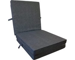 Vouwmatras 3-delig 15 cm dik - Opvouwbaar voor reizen, gasten, kamperen - Machinewasbare hoes - Grijs 190 x 60 x 7 cm