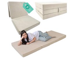 Vouwmatras 80 x 200 cm - Opvouwbaar Gastenmatras, Schuim Rubberen Vulling, Machinewasbaar