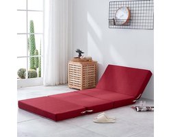 Vouwmatras - Gastmatras - Extra Slaapplek - Afneembare hoes - 70x200x10cm - Rood