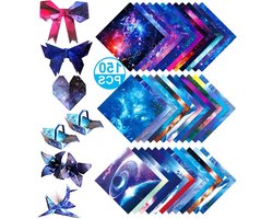 Vouwpapier 150 Stuks 15x15 cm Kleurrijk Dubbelzijdig Origami Papier voor Creatieve DIY Projecten en Knutselen met Sterrenhemel Thema