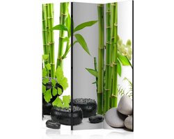 Vouwscherm / Kamerscherm - Bamboe en stenen 135x172cm, gemonteerd geleverd, dubbelzijdig geprint