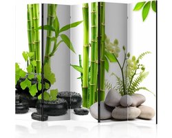Vouwscherm / Kamerscherm - Bamboe en stenen 225x172cm, gemonteerd geleverd, dubbelzijdig geprint