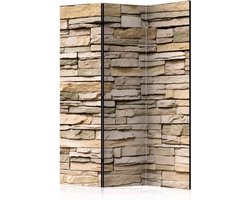Vouwscherm / Kamerscherm - Decoratieve stenen 135x172cm , gemonteerd geleverd dubbelzijdig geprint