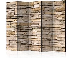 Vouwscherm / Kamerscherm - Decoratieve stenen 225x172cm , gemonteerd geleverd, dubbelzijdig geprint