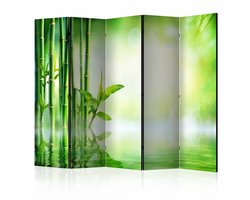 Vouwscherm / Kamerscherm - Groen bamboe 225x172cm , gemonteerd geleverd, dubbelzijdig geprint