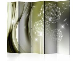 Vouwscherm / Kamerscherm - Paardebloem in het groen 225x172cm , gemonteerd geleverd, dubbelzijdig geprint