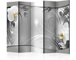 Vouwscherm / Kamerscherm - Zilver abstract 225x172cm, gemonteerd geleverd, dubbelzijdig geprint