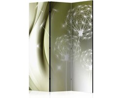 Vouwscherm - Paardenbloem in groene elegantie 135x172 cm , gemonteerd geleverd (kamerscherm) dubbelzijdig geprint