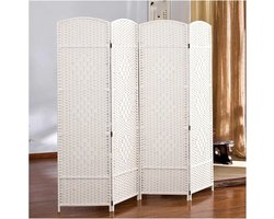 Vouwscherm Scheidingswand - Opvouwbaar Scherm - Privacy Creëren - Handgeweven Rotan - 4 panelen 80x40cm - Natuurlijk