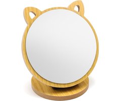 Vouwspiegel met Verstelbare Hoek en Houten Basis, Kattenoor Vorm, Geschikt voor Kinderen en Badkamer, Perfect voor Slaapkamer en Woonkamer