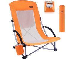 Vouwstoel - Campingstoel Stoel - Strand en camping - Met koeltas - 136 kg draaglast - Oranje