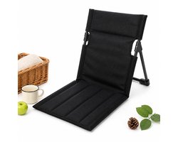 Vouwstoel - Strandstoel - Campingstoel - Grondstoel - Klapstoel - Outdoor Stoel - Aluminium Frame - Oxford Stof - Zwart